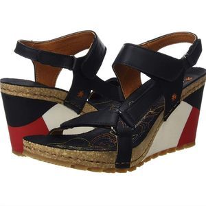 The Art Company Güell 1334 Leather‎ Open Toe Wedge Heeled Sandal Shoe Black 40